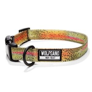 Wolfgang CutBow Dog Collar 1″ – Made in USA – Trout Print – Medium– BNWT